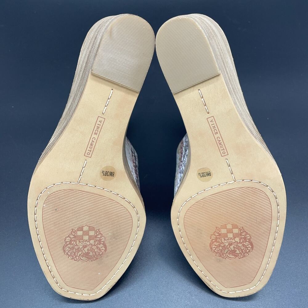 New Vince Camuto Deedriana Womens 8.5M Leather Taupe Multi Vintage Marble Wedges - Picture 8 of 11